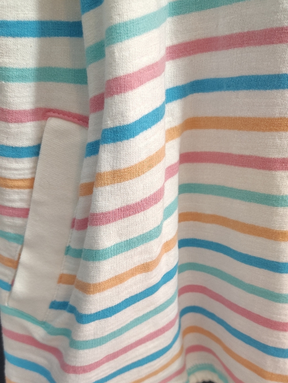 Sun Bay Cotton Striped Pastel Drawstring Beach Cover Up/Tunic Front Pockets - Picture 4 of 9